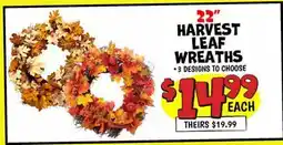 Ollie's 22 HARVEST LEAF WREATHS offer