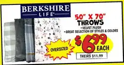 Ollie's BERKSHIRE LIFE 50 x 70 THROWS offer