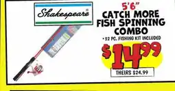 Ollie's Shakespeare 5'6 CATCH MORE FISH SPINNING COMBO offer