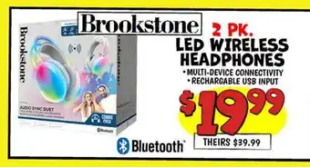 Ollie's Brookstone 2 PK. LED WIRELESS HEADPHONES offer
