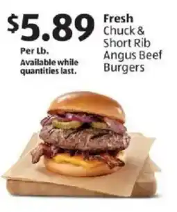 Aldi Fresh chuck & short rib angus beef burgers offer