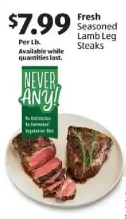 Aldi Fresh seasoned lamb leg steaks offer