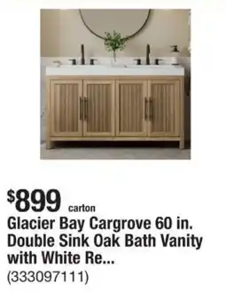 The Home Depot Glacier Bay Cargrove 60 in. Double Sink Oak Bath Vanity with White Re... offer