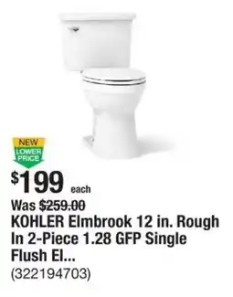 The Home Depot KOHLER Elmbrook 12 in. Rough In 2-Piece 1.28 GFP Single Flush El... offer