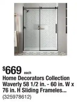 The Home Depot Home Decorators Collection Waverly 58 1/2 in. - 60 in. W x 76 in. H Sliding Frameles... offer