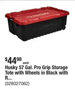 The Home Depot Husky 57 Gal. Pro Grip Storage Tote with Wheels in Black with R... offer
