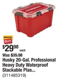 The Home Depot Husky 20-Gal. Professional Heavy Duty Waterproof Stackable Plas... offer