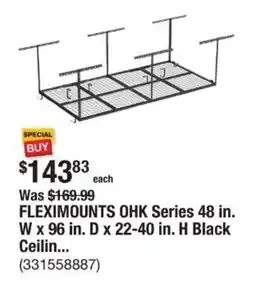 The Home Depot FLEXIMOUNTS OHK Series 48 in. W x 96 in. D x 22-40 in. H Black Ceilin... offer
