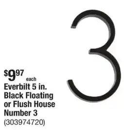 The Home Depot Everbilt Black Floating or Flush House Number 3 offer