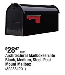 The Home Depot Architectural Mailboxes Elite Black, Medium, Steel, Post Mount Mailbox offer