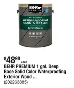 The Home Depot BEHR PREMIUM Deep Base Solid Color Waterproofing Exterior Wood ... offer