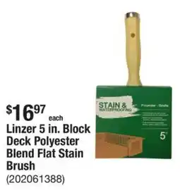 The Home Depot Linzer Block Deck Polyester Blend Flat Stain Brush offer
