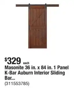 The Home Depot Masonite 36 in. x 84 in. 1 Panel K-Bar Auburn Interior Sliding Bar... offer