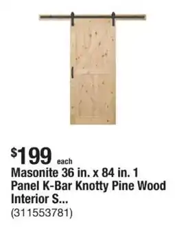 The Home Depot Masonite 36 in. x 84 in. 1 Panel K-Bar Knotty Pine Wood Interior S... offer