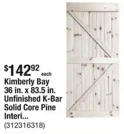 The Home Depot Kimberly Bay 36 in. x 83.5 in. Unfinished K-Bar Solid Core Pine Interi... offer