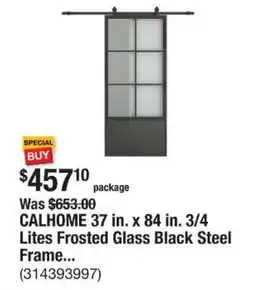 The Home Depot CALHOME 37 in. x 84 in. 3/4 Lites Frosted Glass Black Steel Frame... offer