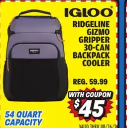 Big 5 Igloo Ridgeline Gizmo Gripper 30-Can Backpack offer