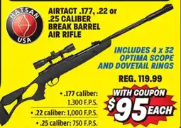Big 5 Hatsan AirTact .22 Caliber Break-Barrel Air Rifle Combo offer