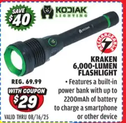 Big 5 Kodiak Kraken Rechargeable 6000 Lumen Flashlight offer