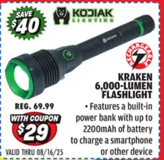 Big 5 Kodiak Kraken Rechargeable 6000 Lumen Flashlight offer