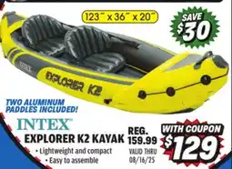 Big 5 Intex Explorer K2 Inflatable Kayak with 2 Aluminum Oars and Pump - 2-Person offer