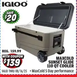 Big 5 Igloo MaxCold Sunset Glide 110 qt Cooler offer