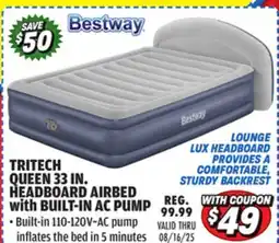 Big 5 Bestway Tritech Queen 33 Headboard Airbed with Built-In AC Pump offer