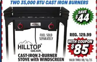 Big 5 Hilltop Gear Cast-Iron 2-Burner Stove with Windscreen offer