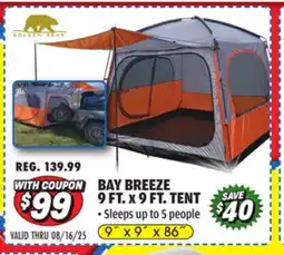 Big 5 Golden Bear Bay Breeze 9' x 9' Tent offer