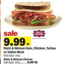 Meijer Dietz & Watson Ham, Chicken, Turkey or Italian Meat offer