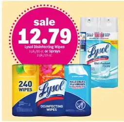 Meijer Lysol Disinfecting Wipes 3 pk./80 ct. or Sprays 2 pk./19 oz offer