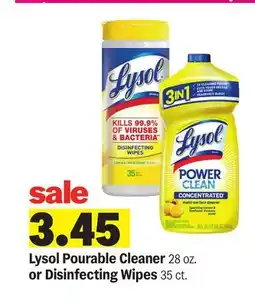 Meijer Lysol Pourable Cleaner 28 oz. or Disinfecting Wipes 35 ct offer