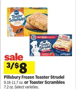Meijer Pillsbury Frozen Toaster Strudel 9.16-11.7 oz. or Toaster Scrambles 7.2 oz offer