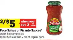 Meijer Pace Salsas or Picante Sauces offer