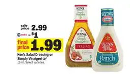 Meijer Ken's Salad Dressing or Simply Vinaigrette offer