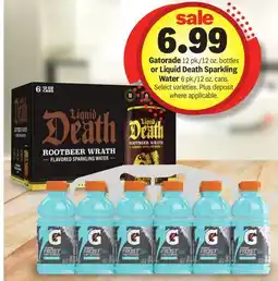 Meijer Gatorade 12 pk./12 oz. bottles or Liquid Death Sparkling Water 6 pk./12 oz. cans offer