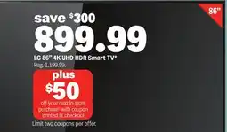 Meijer LG 86 4K UHD HDR Smart TV offer