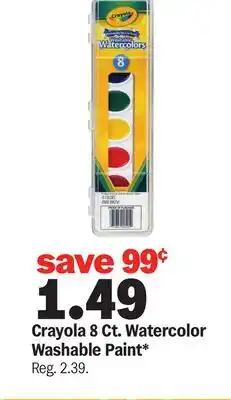Meijer Crayola 8 Ct. Watercolor Washable Paint offer