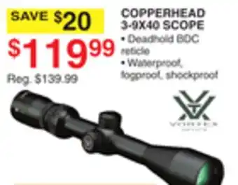 Dunham's Sports COPPERHEAD 3-9X40 SCOPE offer