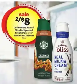 Meijer Coffee mate Natural Bliss Refrigerated Creamers or Starbucks Creamers offer