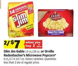 Meijer Slim Jim Gable or Orville Redenbacher's Microwave Popcorn offer