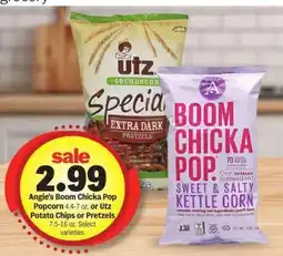 Meijer Angie's Boom Chicka Pop Popcorn or Utz Potato Chips or Pretzels offer