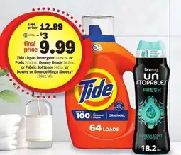 Meijer Tide Liquid Detergent or Pods or Downy Beads or Fabric Softener or Mega Sheets offer