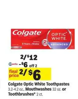 Meijer Colgate Optic White Toothpastes offer