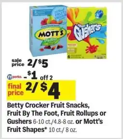 Meijer Betty Crocker Fruit Snacks, Fruit By The Foot, Fruit Rollups or Gushers offer