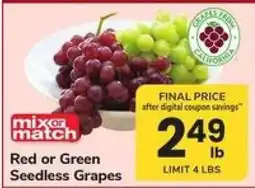 Safeway Red or Green Seedless Grapes offer