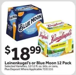 Stop&Shop Leinenkugel's or Blue Moon 12 Pack offer