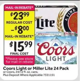 Stop&Shop Coors Light or Miller Lite 24 Pack offer