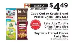 ShopRite Cape Cod or Kettle Brand Potato Chips Party Size offer