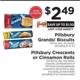 ShopRite Pillsbury Grands! Biscuits or Pillsbury Crescents or Cinnamon Rolls offer